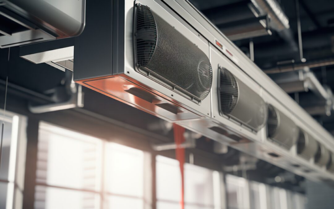 Central air conditioning unit with exposed vents in a modern indoor setting, illustrating HVAC solutions for cooling issues.