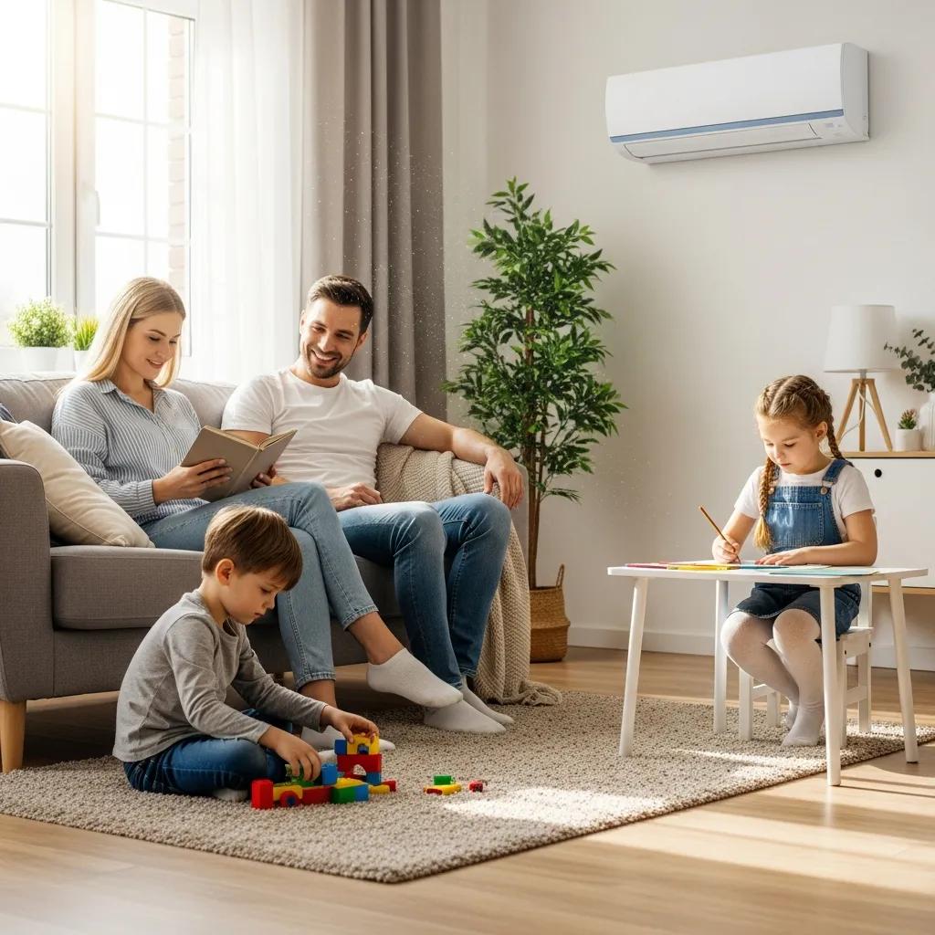 Family enjoying a comfortable indoor environment with air conditioning