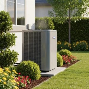 Modern air conditioning unit in a sunny Galt, CA home, highlighting comfort and efficiency